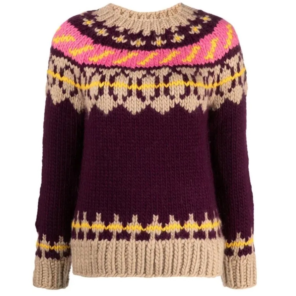 NWT Tory Burch Fair Isle Pullover Oversized Printed Sweater Knit